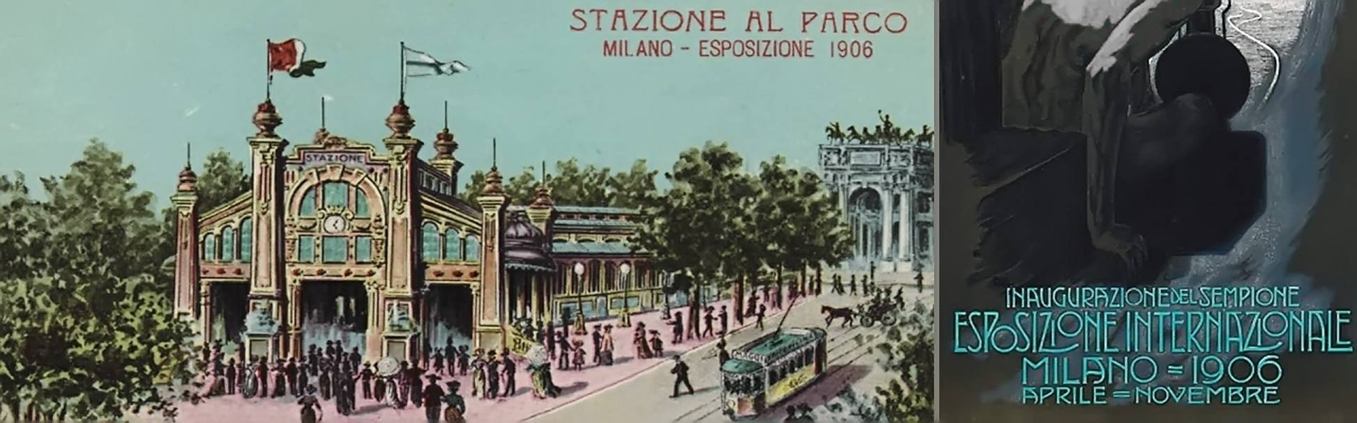 1906: a Milano l&#39;Esposizione Universale di 109 anni fa celebr il traforo ferroviario del Sempione. Nel parco dietro il Castello, tra palazzine liberty e innovazione, esord anche la cucina cinese. (Expo 2015)